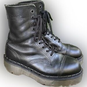 Dr Martens platform quad sole chunky vintage black England